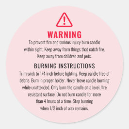 Etikett für die Warnung und das Brennen von Kerzen Runder Aufkleber