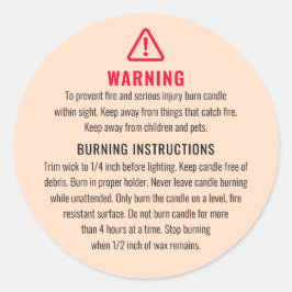 Etikett für die Warnung und das Brennen von Kerzen Runder Aufkleber