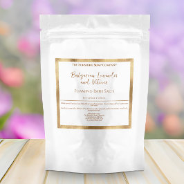 Etikett für die weißen und goldenen Blütensäcke