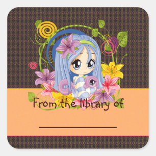 Etikett für Drachen-Fee-Buch Quadratischer Aufkleber