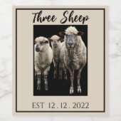 ETIKETT FÜR DREI SCHAFE FOTO WEINFLASCHE (Einzelnes Label)