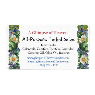 Etikett für eine Flasche Salbe