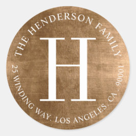 Etikett für eine monogramm-ältere Gold-Rücksendead Runder Aufkleber