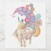 Etikett für Elefanten und Vogelwein (Einzelnes Label)