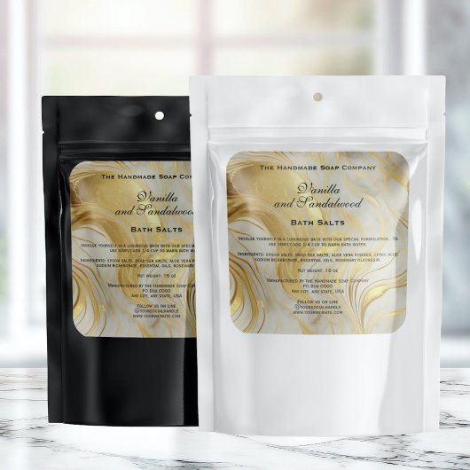 Etikett für Elfenbein und Goldmarmor Quadratischer Aufkleber