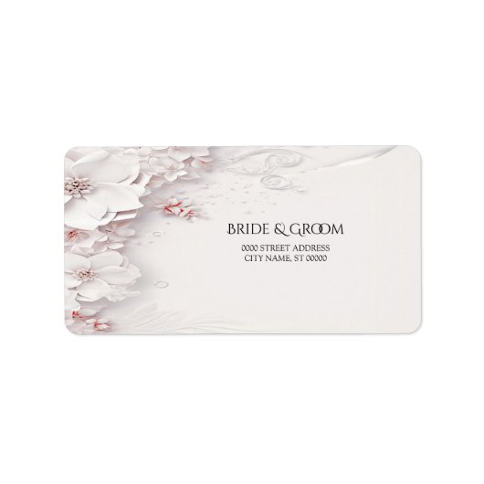 Etikett für Elfenbeinfarben Rosa Blumenbezug Adressaufkleber (Vorne)