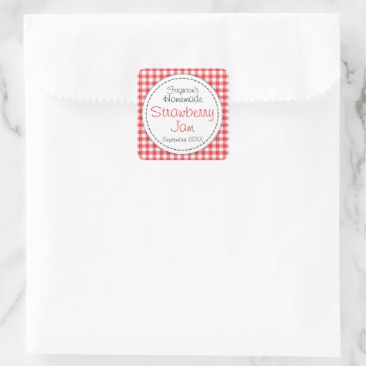 Etikett für Erdbeermarmelade Quadratischer Aufkleber (Tasche)