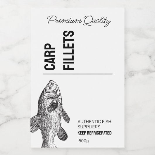 Etikett für Fischfilets aus Karpfen (Einzelnes Label)