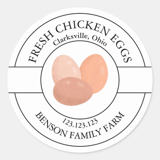 Etikett für frische Hühnereier Runder Aufkleber (Vorderseite)