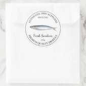 Etikett für frische Sardinen Runder Aufkleber (Tasche)
