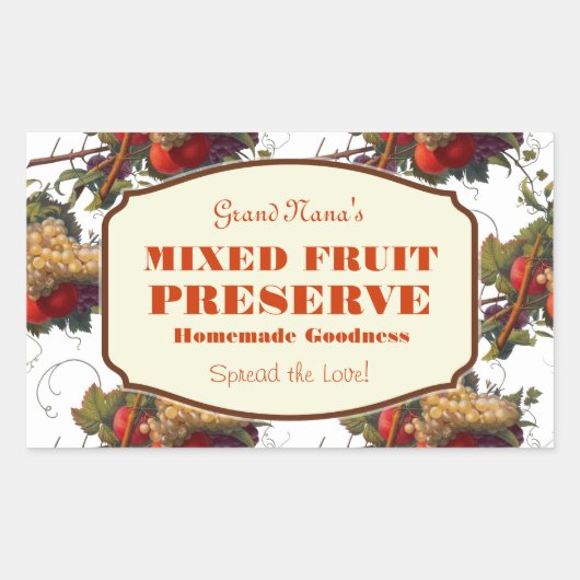 Etikett für gemischtes Obst Rechteckiger Aufkleber (Vorderseite)