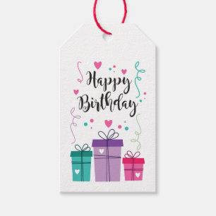 Etikett für Geschenk Happy Birthday Geschenkanhänger