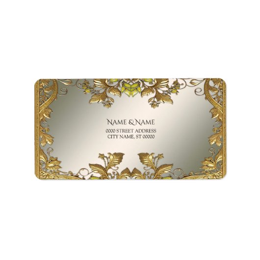 Etikett für goldene Decorative Floral Adressaufkleber (Vorne)