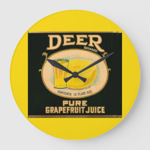 Etikett für Grapefruitsaft der 1930er Jahre Große Wanduhr