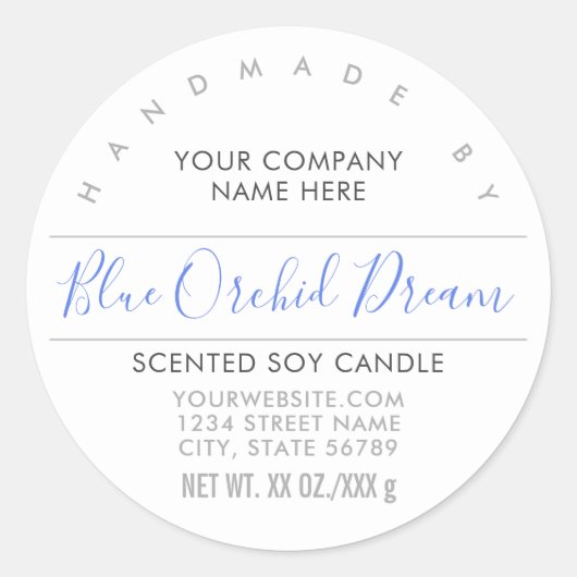 Etikett für handgefertigte Kerzen oder Seife mit b Runder Aufkleber (Vorderseite)