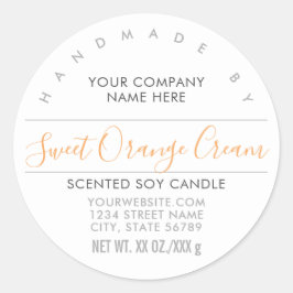Etikett für handgefertigte Kerzen oder Seifenorang Runder Aufkleber