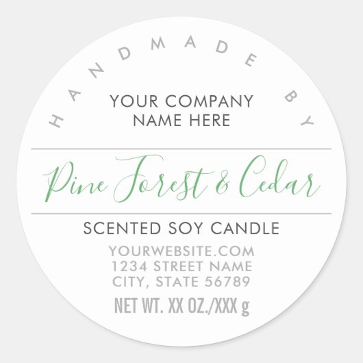 Etikett für handgefertigte Kerzen oder Seifenwälde Runder Aufkleber (Vorderseite)