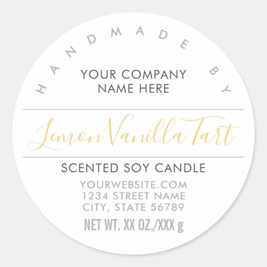 Etikett für handgefertigte Kerzen oder Soap Lemon Runder Aufkleber (Vorderseite)