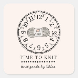 Etikett für handgefertigte Stricks Quadratischer Aufkleber