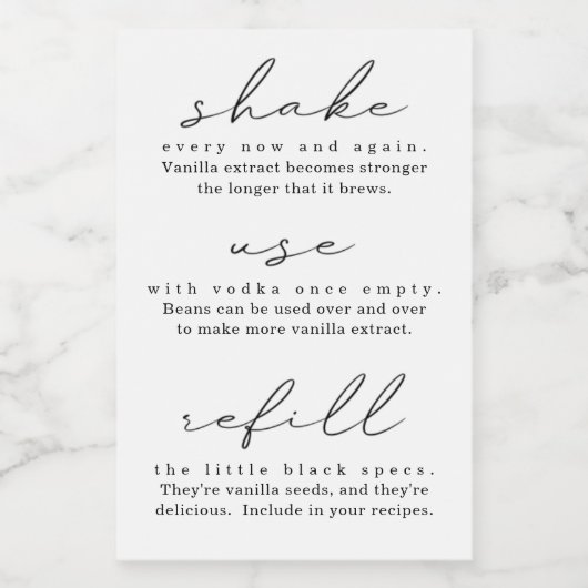 Etikett für hausgemachte Vanilla Extract-Anweisung (Einzelnes Label)