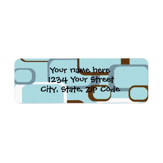 Etikett für hellblaue Retro-Quadrate (Vorne)