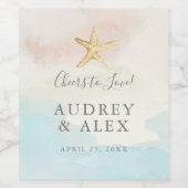 Etikett für Hochzeitswein mit Thema Strand (Einzelnes Label)