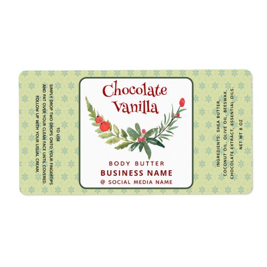 Etikett für Holiday-Holly-Brunch-Typografie (Vorne)