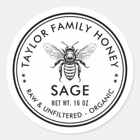 Etikett für Honigbiene Runder Aufkleber (Vorderseite)