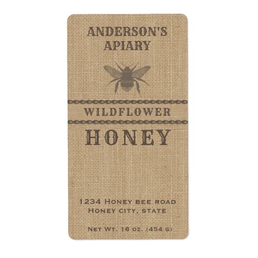 Etikett für Honigweine aus Vintagem Leinen (Vorne)