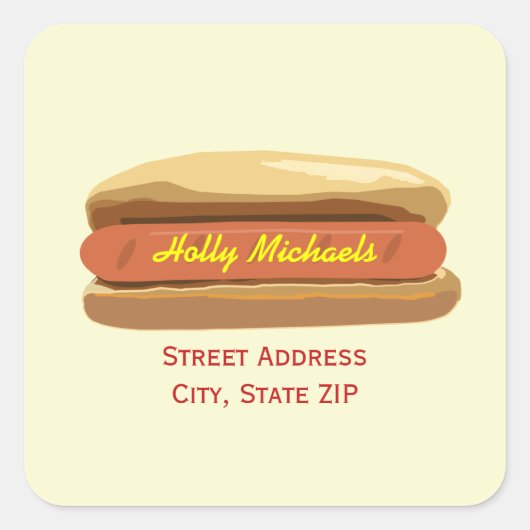 Etikett für Hot Dog Quadratischer Aufkleber (Vorderseite)