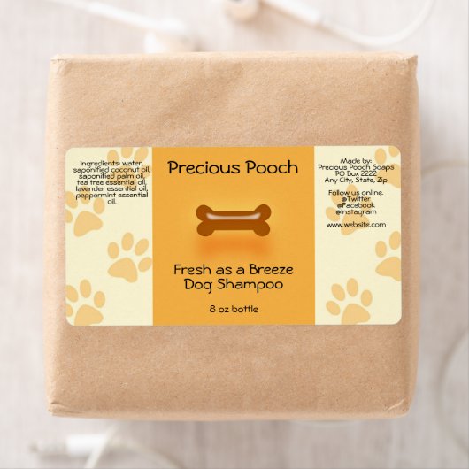 Etikett für Hunde Shampoo-Seife (orange) (Insitu)