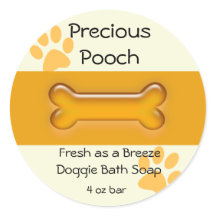 Etikett für Hundepapierseife - orangefarbener Krei