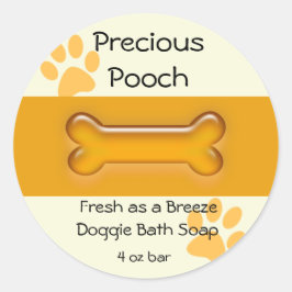 Etikett für Hundepapierseife - orangefarbener Krei Runder Aufkleber