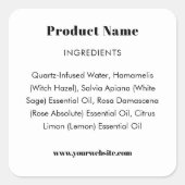 Etikett für Inhaltsstoffe Quadratischer Aufkleber (Vorderseite)