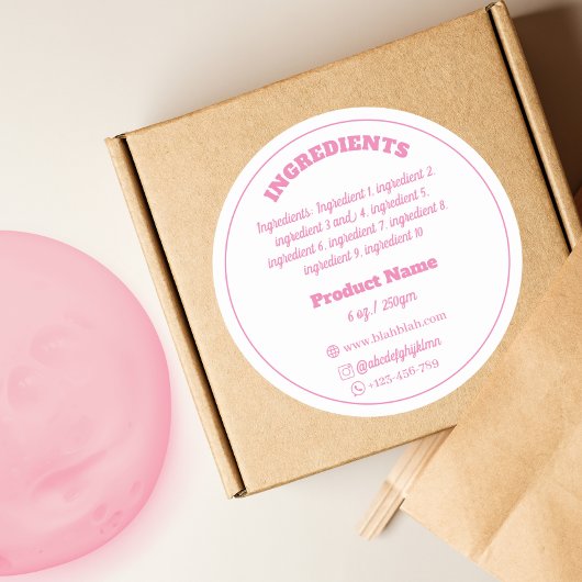 Etikett für Inhaltsstoffe Runder Aufkleber