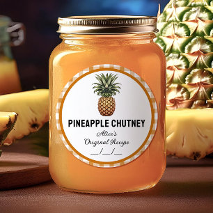Etikett für karierte Ananas-Chutney-Konserve Runder Aufkleber
