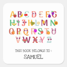 ETIKETT FÜR KINDER: ALPHABET CHART QUADRATISCHER AUFKLEBER
