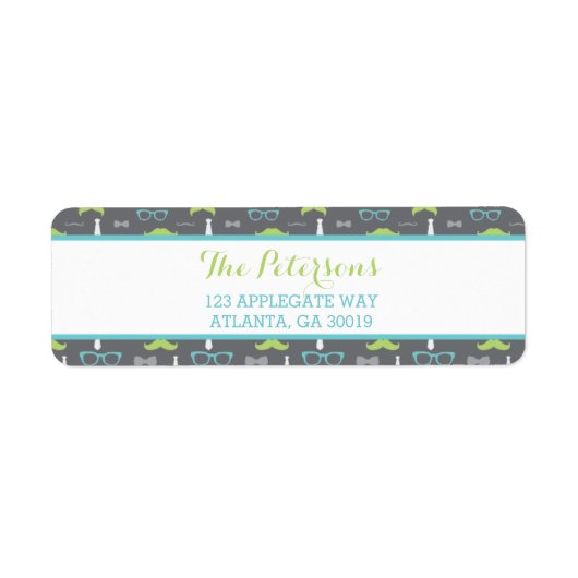 Etikett für kleine Männer, Aquamarin, grün, grau (Vorne)