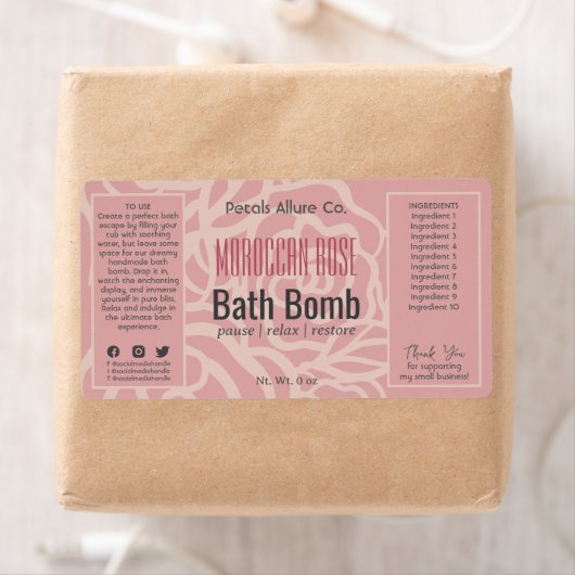 Etikett für korallrosa Rose Blumenmuster Wellness- (Insitu)