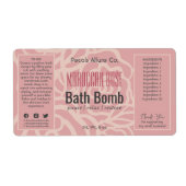 Etikett für korallrosa Rose Blumenmuster Wellness- (Vorne)