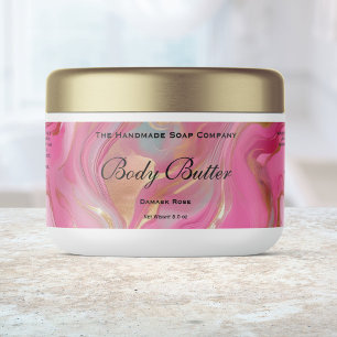 Etikett für Körperbutter-Kosmetikglas Rosa Marmor
