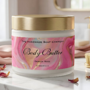 Etikett für Körperbutter-Kosmetikglas Rosa Marmor 