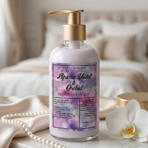 Etikett für Kosmetikflasche mit rosa und violetten