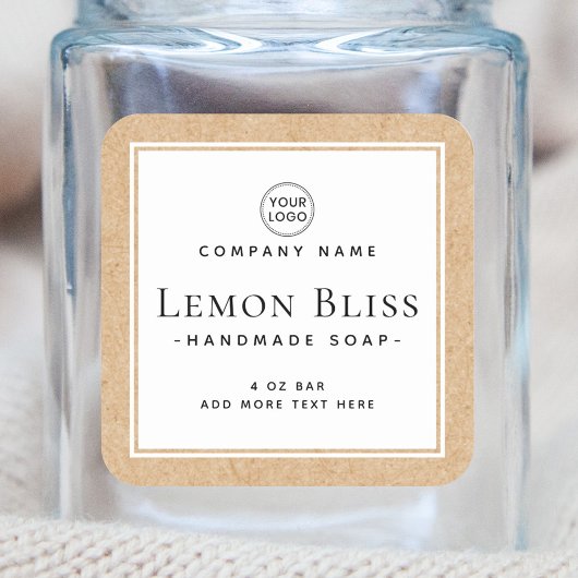 Etikett für Kraftpapiere mit dem Rand für weißes P Quadratischer Aufkleber