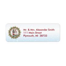 Etikett für Kranken und Weihnachtskranz