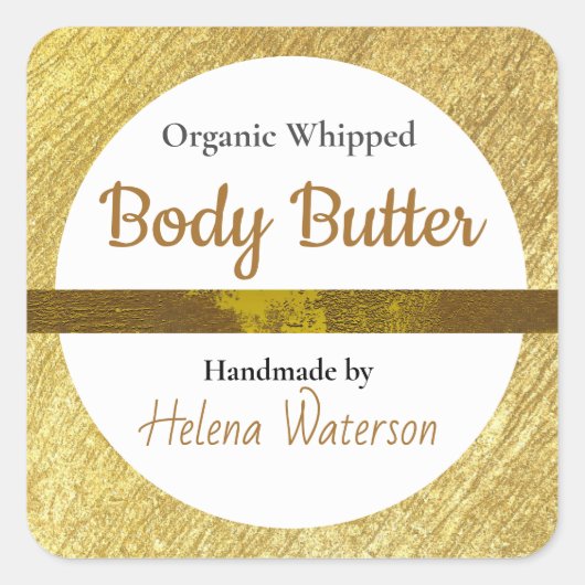 Etikett für kundenspezifische Gold Body Butter Off Quadratischer Aufkleber (Vorderseite)