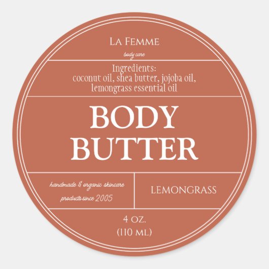 Etikett für Kupferrost und weißes Boho Runder Aufkleber (Vorderseite)
