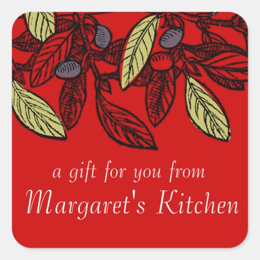 Etikett für Lebensmittel mit eigener Farbe Quadratischer Aufkleber (Vorderseite)