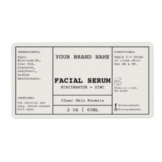 Etikett für Light Stone Facial Cosmetic 2 oz. Seru