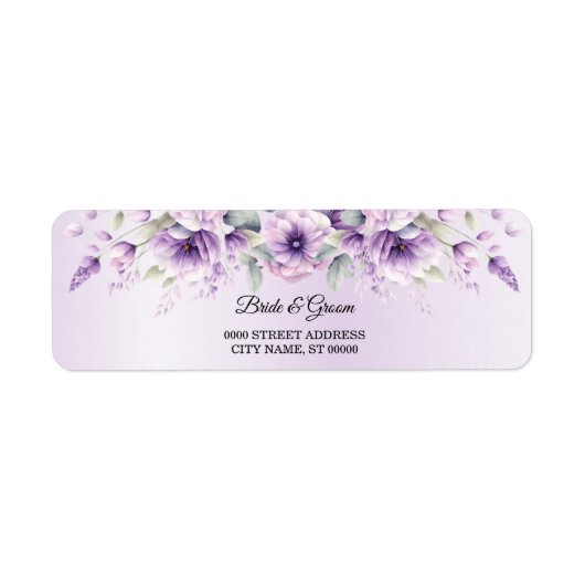 Etikett für Lila florale Rücksendeadresse für Aqua (Vorne)